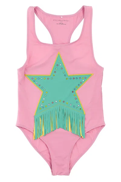 Stella Mccartney Kids Fringed Star One-piece Swimsuit In Pink