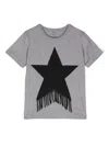 Stella Mccartney Fringed Star Cotton T-shirt In Gray