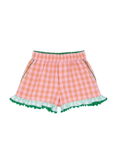 Stella Mccartney Kids Gingham Ruffled Cotton Shorts In Multicoloured