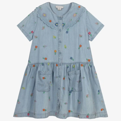 Stella Mccartney Babies'  Kids Girls Blue Chambray Floral Dress