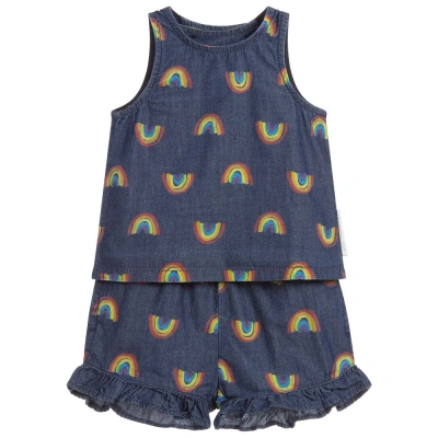 Stella Mccartney Babies'  Kids Girls Blue Chambray Shorts Set