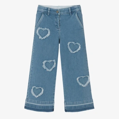 Stella Mccartney Kids Girls Blue Denim Hearts Jeans