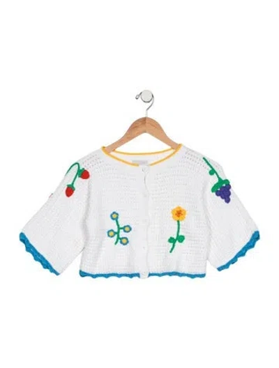 Pre-owned Stella Mccartney Kids Girls' Embroidered Knitted Cardigan In White