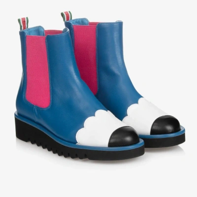 Stella Mccartney Kids Girls Faux Leather Ankle Boots In Blue