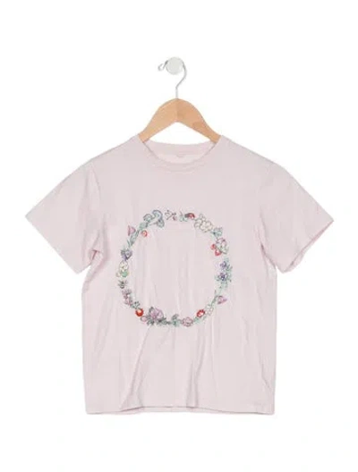 Pre-owned Stella Mccartney Kids Girls Floral Embroidery Short Sleeve Shirt In Pink