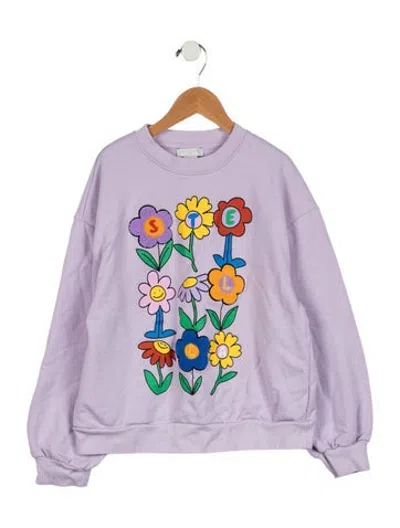 Pre-owned Stella Mccartney Kids Girls' Floral Graphic Print Sweatshirt In Purple