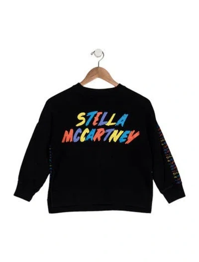 Pre-owned Stella Mccartney Kids Girls Graphic Logo Print Long Sleeve Sweater In Black