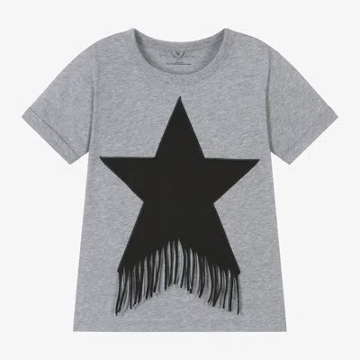 Stella Mccartney Babies'  Kids Girls Grey Organic Cotton Star T-shirt In Grey