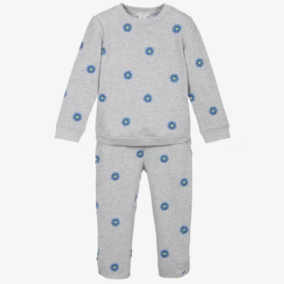 Stella Mccartney Kids Girls Grey Organic Cotton Tracksuit In Gray