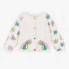 Stella Mccartney White Knitted Cardigan With Bright Stars In Ivory