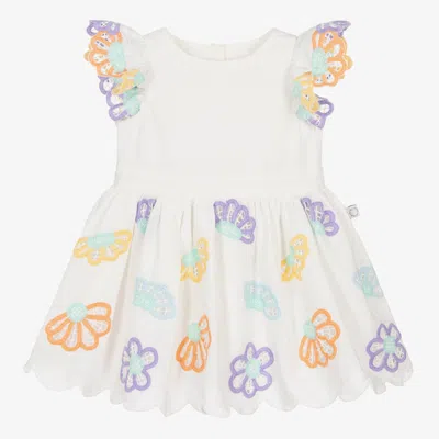 Stella Mccartney Kids Girls Ivory Flower Embroidered Dress
