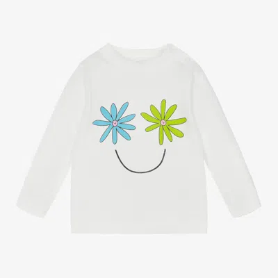 Stella Mccartney Babies'  Kids Girls Ivory Organic Cotton Flower Top In White