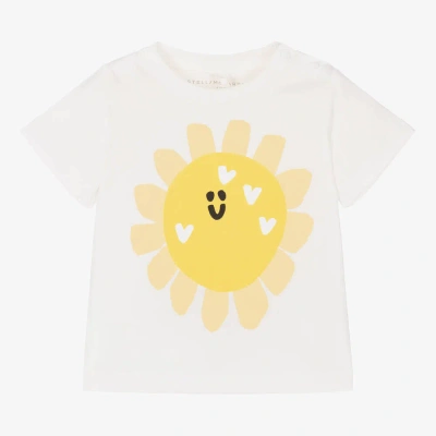 Stella Mccartney Babies'  Kids Girls Ivory Organic Cotton Sunflower T-shirt