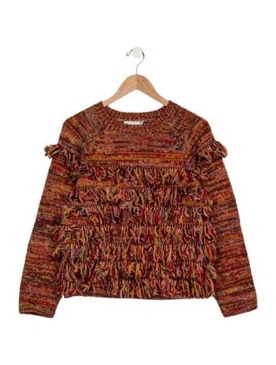 Pre-owned Stella Mccartney Kids' Girls' Long Sleeved Knit Sweater In Red