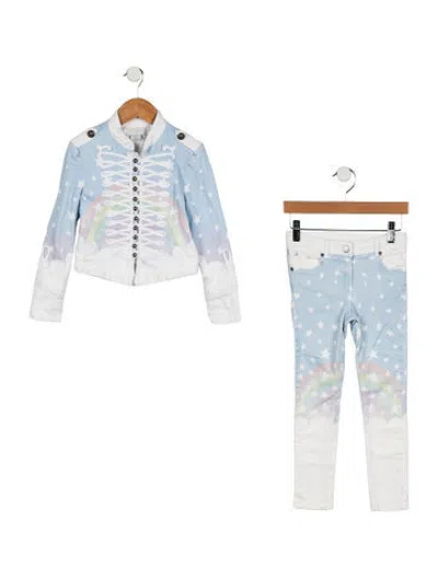 Pre-owned Stella Mccartney Kids Girls' Multicolor Pattern Pant Set In Blue