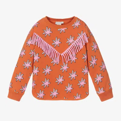 Stella Mccartney Babies'  Kids Girls Orange Cotton Cosmic Star Sweatshirt