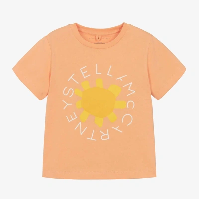 Stella Mccartney Kids Girls Orange Cotton Flower T-shirt