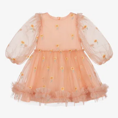 Stella Mccartney Babies'  Kids Girls Pale Orange Floral Tulle Dress