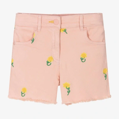 Stella Mccartney Babies'  Kids Girls Pink Embroidered Denim Shorts
