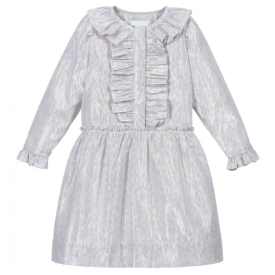 Stella Mccartney Babies'  Kids Girls Silver Cotton Lurex Dress In Gray