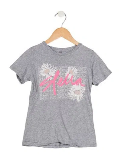 Pre-owned Stella Mccartney Kids' Girls' Solid Short Sleeve T-shirt In Grey