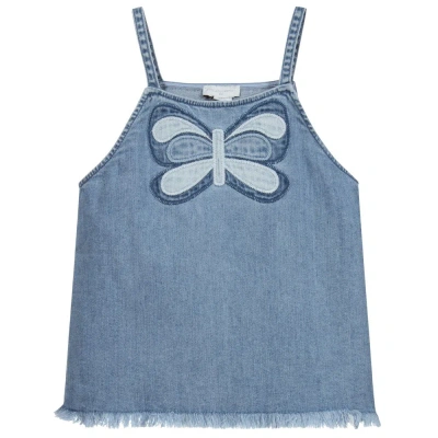 Stella Mccartney Kids Girls Teen Blue Butterfly Denim Top