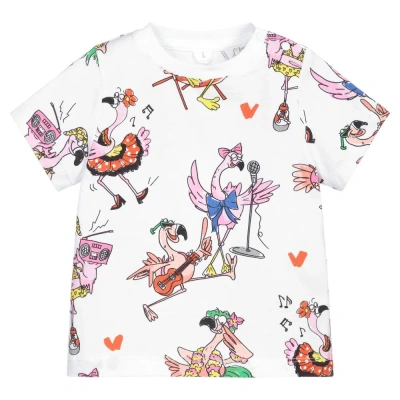 Stella Mccartney Babies'  Kids Girls White Flamingo Cotton T-shirt