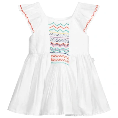 Stella Mccartney Kids Girls White Linen Baby Dress Set