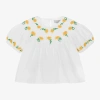 STELLA MCCARTNEY STELLA MCCARTNEY KIDS GIRLS WHITE LINEN SUNFLOWER BLOUSE