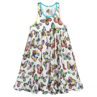 Stella Mccartney Babies'  Kids Girls White Viscose Butterfly Dress