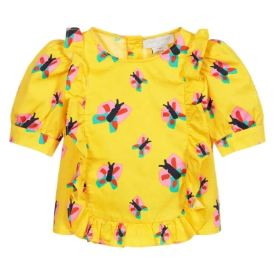 Stella Mccartney Babies'  Kids Girls Yellow Cotton Butterfly Blouse