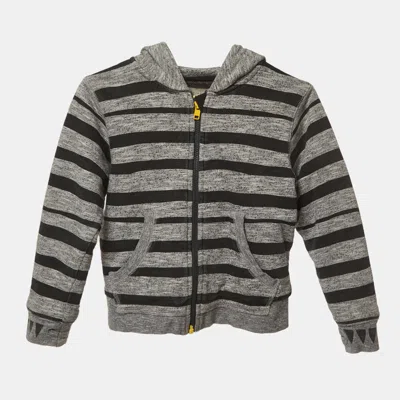 Pre-owned Stella Mccartney Kids Grey Striped Fleece Cotton Hoodie 6yrs In Gray