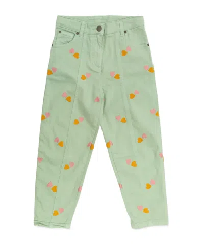 Stella Mccartney Kids Heart Embroidered Jeans In Green