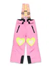 Stella Mccartney Kids Heart Pink Ski Salopettes In Animal Print