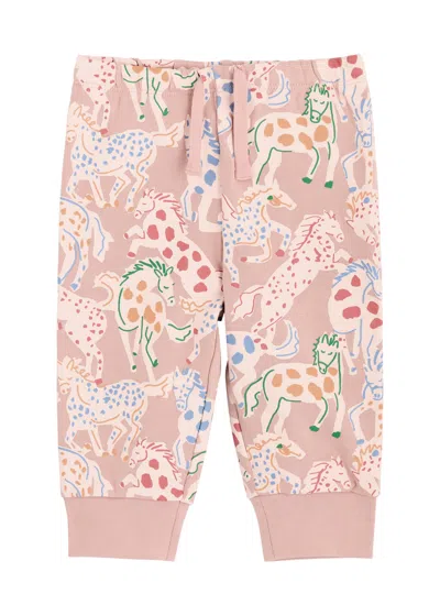 Stella Mccartney Kids Horse-print Cotton Sweatpants In Pink