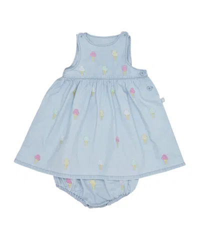 Stella Mccartney Babies'  Kids Iceream-embroidered Sleeveless Dress In Blue
