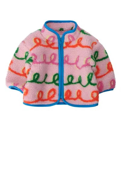 Stella Mccartney Kids Multicolor Embroidered Fleece Jacket In Pink