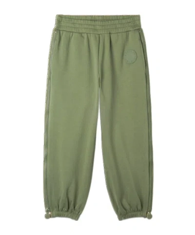 Stella Mccartney Kids Logo Patch Zip Detailed Sweatpants In Green