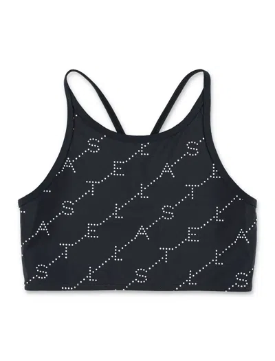 Stella Mccartney Kids Logo Print Allover Top For Kids In Black