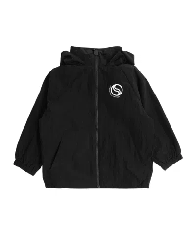 Stella Mccartney Kids Logo Printed Hooded Jacket In Black