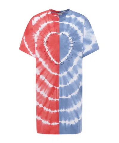 Stella Mccartney Kids Logo Printed Tie-dye Dress In Multi