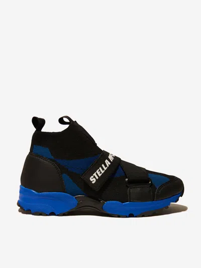 Stella Mccartney Kids' Logo-tape High-top Sneakers In Black