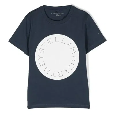 Stella Mccartney Kids Medallion Logo Disc Cotton T-shirt In Blue