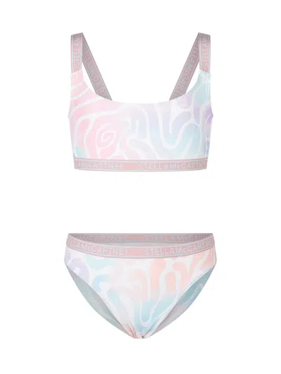 Stella Mccartney Kids' Mini Complete Bikini Set With Playful Print And Logo In Multicolor