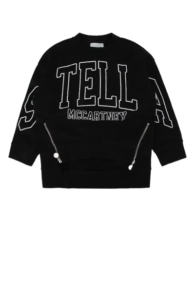 Stella Mccartney Kids Logo-embroidered Cotton Sweatshirt In Black