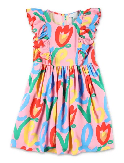 Stella Mccartney Kids Mini Sleeveless Dress With Love Print For Girls In Multi