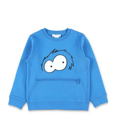 Stella Mccartney Kids Monster-face Printed Crewneck Sweatshirt In Blue