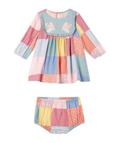 Stella Mccartney Kids Patchwork Bird-applique Dress Set In Multi