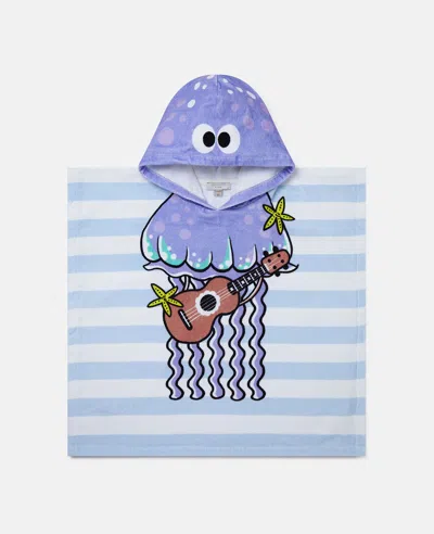 Stella Mccartney Kids Poncho Towel With Jellyfish Details In Purple
