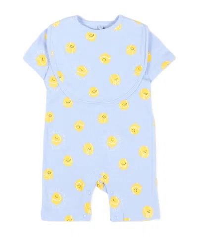 Stella Mccartney Kids Printed Crewneck Bib Romper Set In Blue